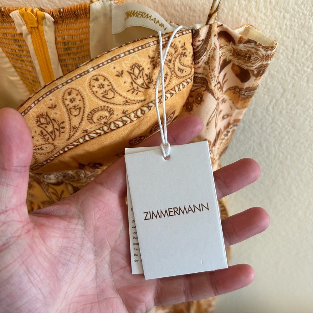 NWT Zimmermann Mustard Bandanna Lucky Corset Patterned Midi Dress - Picture 8 of 9